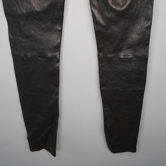 New Frame Le Skinny de Jeanne Mid-Rise Leather Pants in Washed Black size 23 - Picture 13 of 16
